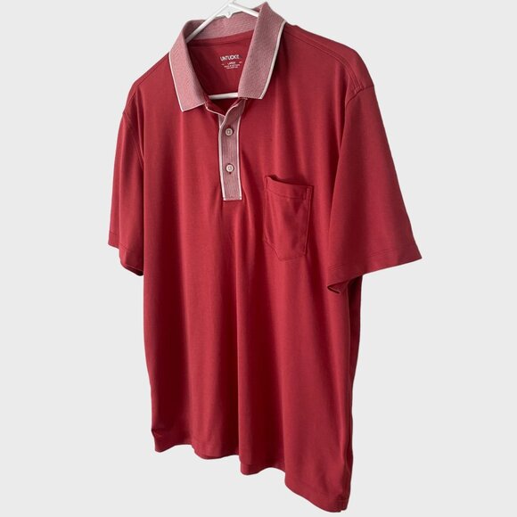 UNTUCKit Connor Single Pocket Golf Polo Shirt Men's Size Large Red Short-Sleeve - Picture 2 of 11